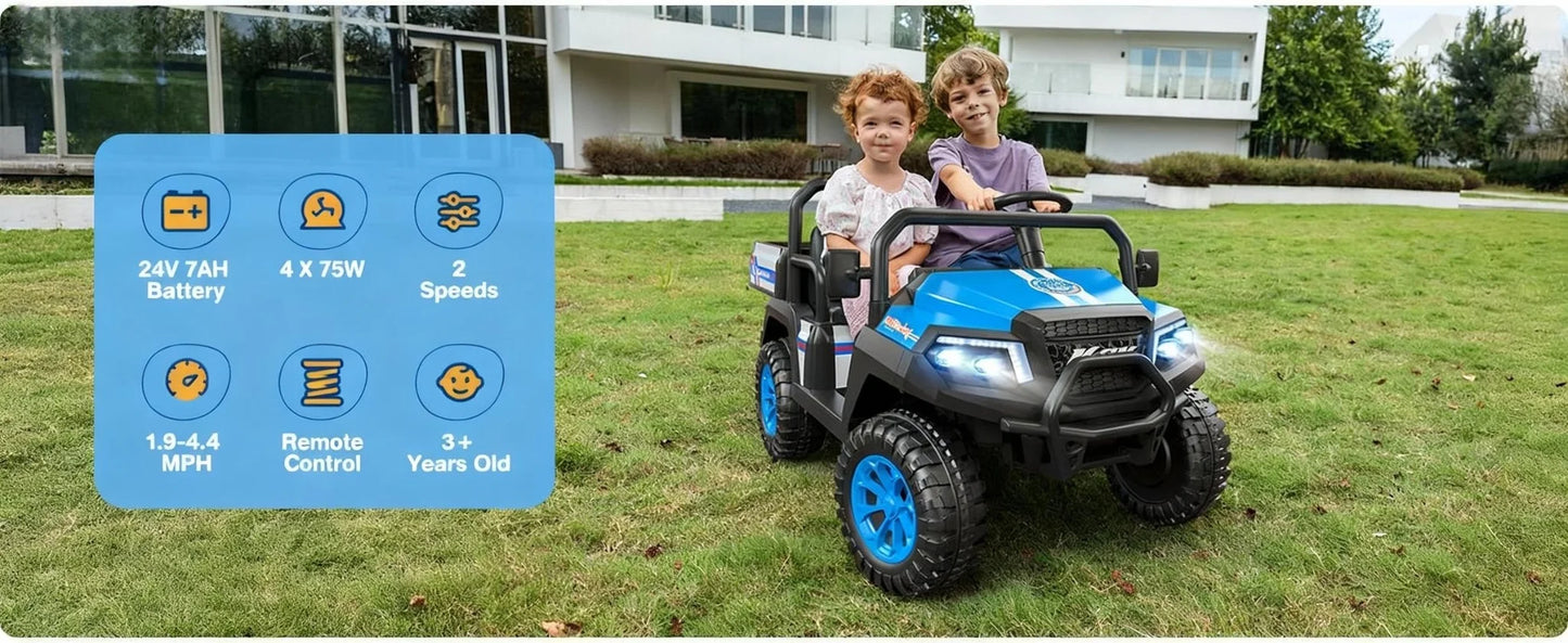 24V 4-Wheel Drive 2-Seater Kids UTV with Remote(Robust Metal Body) | Kids Rider (Age- 3 to 10 Years Kids)