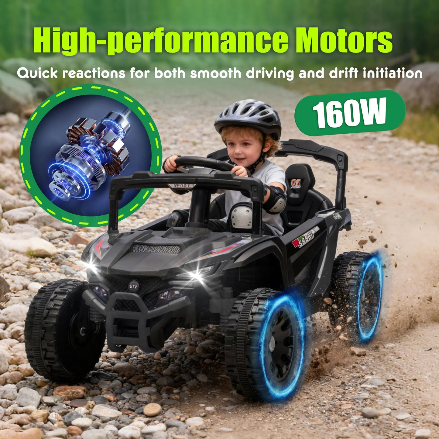 24V Kids UTV | Dual 80W Motors, Suspension & Remote | Kids Rider