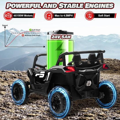24V Kids Ride-On UTV 4x150W w/ Remote Control | Battery Powered Off-Road Sports Drive(4-12Y)