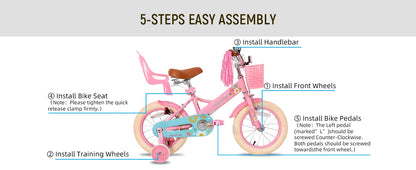 JOYSTAR Little Daisy Kids Bike for Girls & Boys | Doll Seat & Streamers | Ages 2–7 | Kids Rider