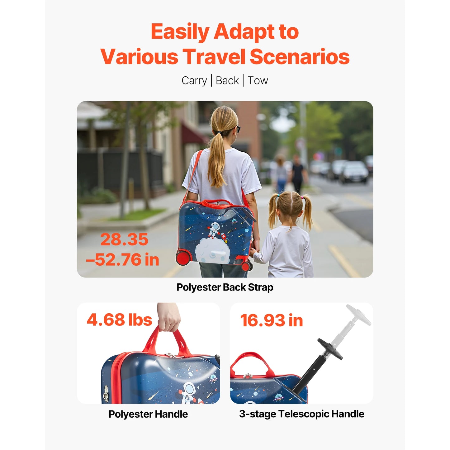 18" Kids Ride-On Suitcase for Toddlers | 26L Carry-On Luggage | Kids Rider