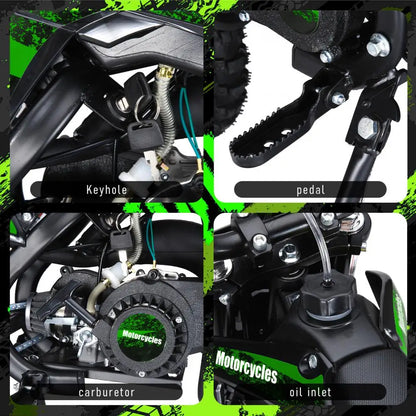 49cc Mini Kids Dirt Bike 2-Stroke Gas Motorcycle W/ Off-Rode Tire Up To 25 MPH