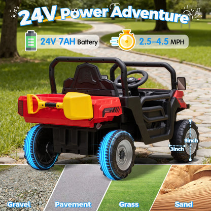 24V Kids Ride-On Dump Truck 400W w/ Remote & Electric Bed | Kids Rider