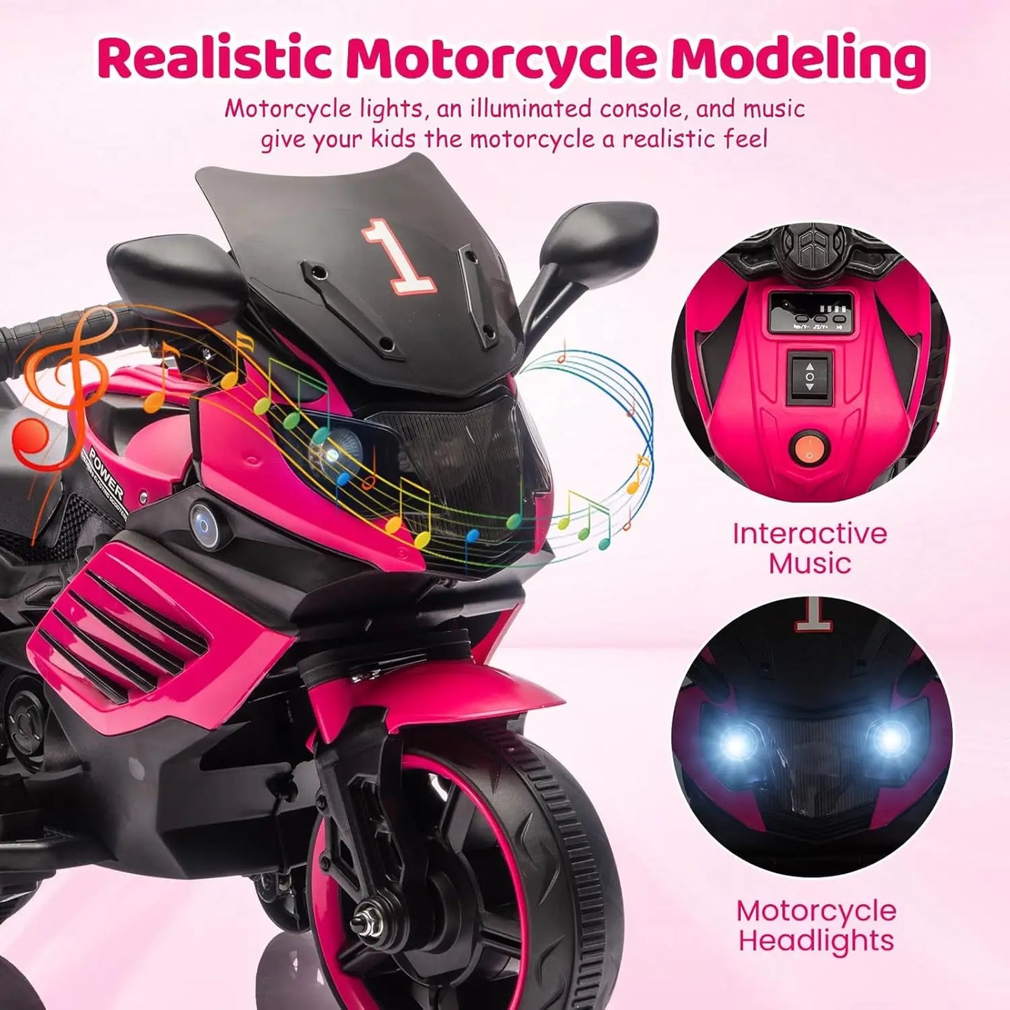 6V Ride-On Motorcycle for Kids & Toddlers | Training Wheels & Music | Kids Rider