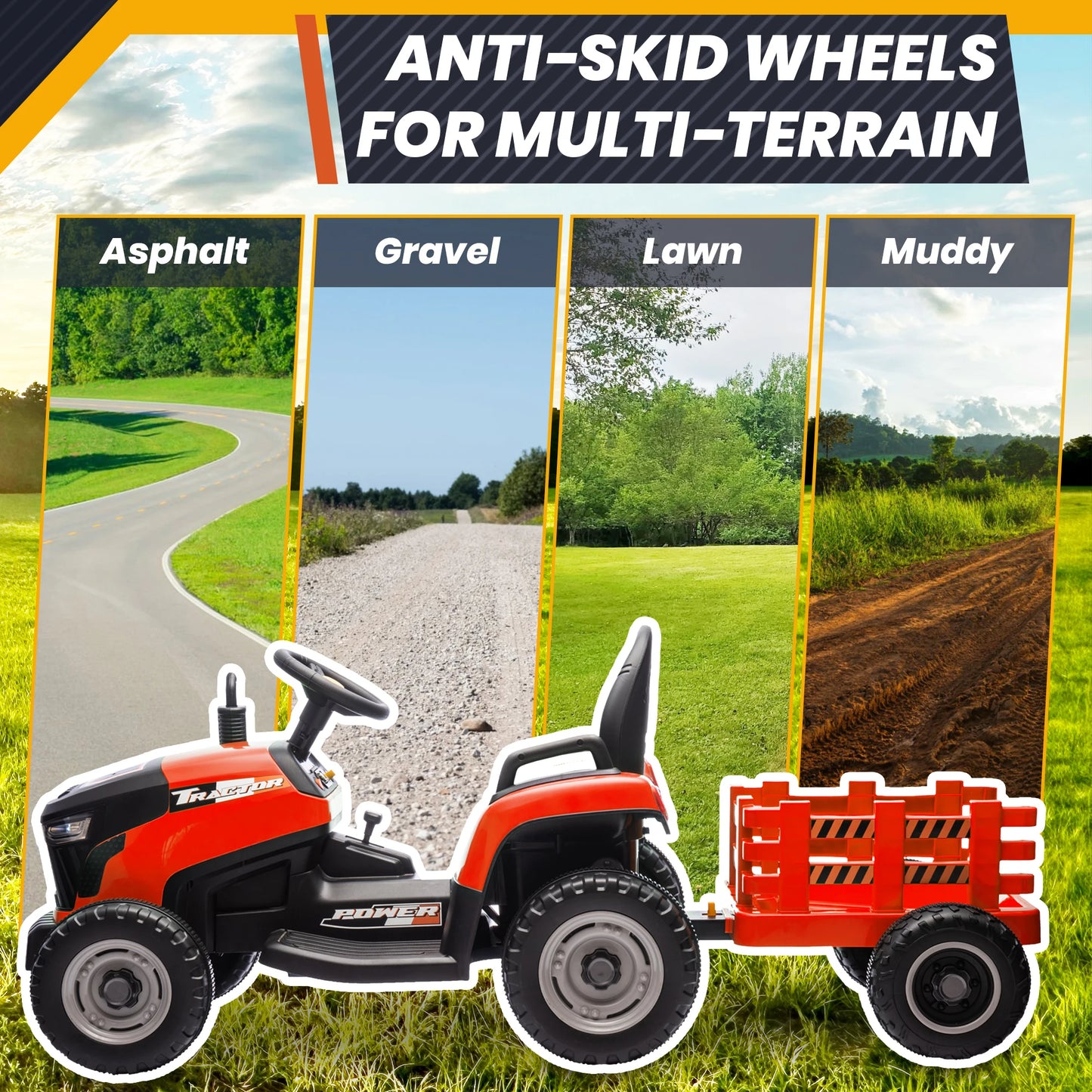 24V Kids Ride-On Tractor w/ Trailer & Remote Control | 2-IN-1 Power Tractor