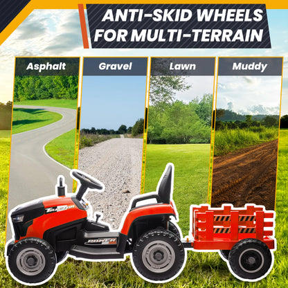 24V Kids Ride-On Tractor w/ Trailer & Remote Control | 2-IN-1 Power Tractor
