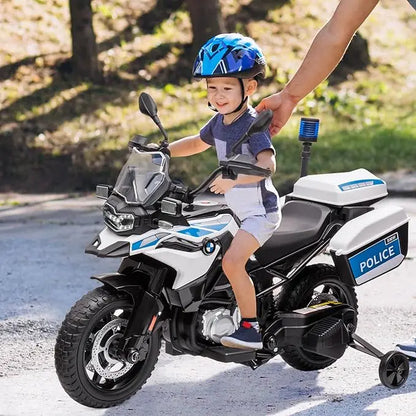 12V Kids Ride on Police Motorbike | Electric Cops Motorcycle with Training Wheels & Siren