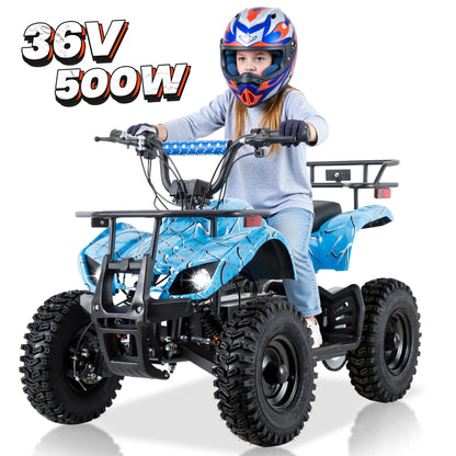 36V Electric ATV Dirt Quad Ride On for Kids - 4-Wheeled Drive 500W Powerful Motor With Real Tyres | All Terrain Off Road Drive