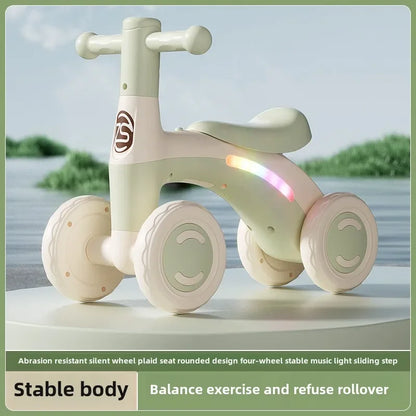 Anti-Tip Baby Balance Bike for Toddlers | 4-Wheel Toddler Training Ride-On(Age: 1-3)