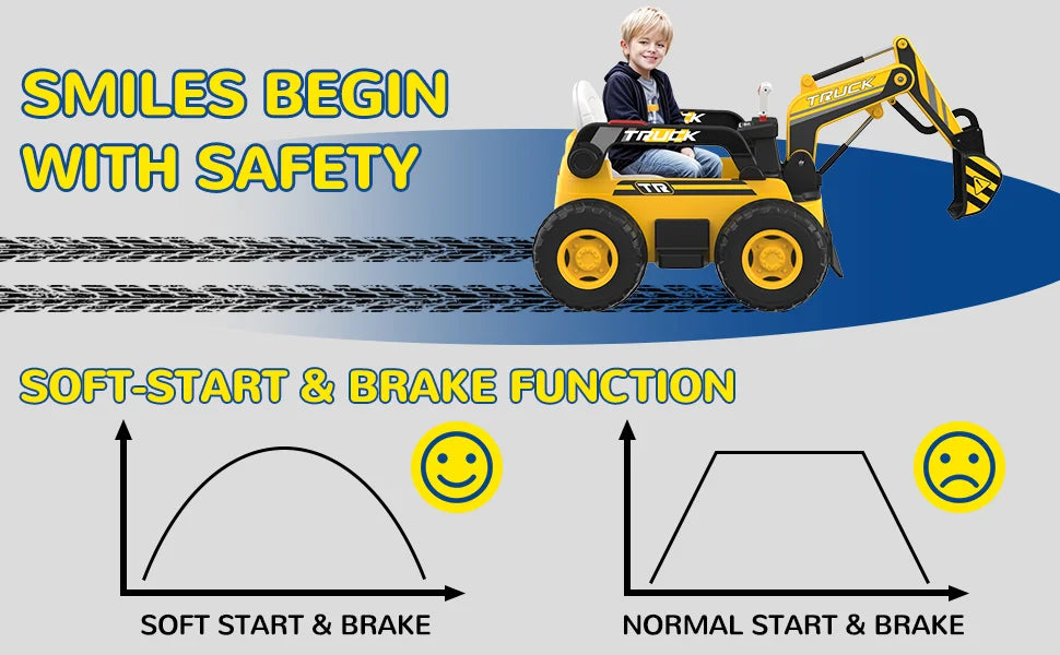 12V 4WD Kids Ride-On Excavator with Remote | Age 3-8 (Best Gift Gift for Kids)