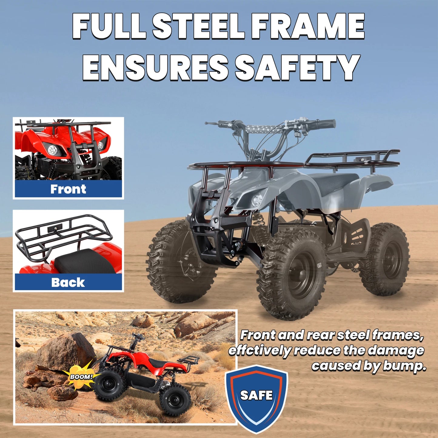 36V Electric ATV Dirt Quad Ride On for Kids - 4-Wheeled Drive 500W Powerful Motor With Real Tyres | All Terrain Off Road Drive