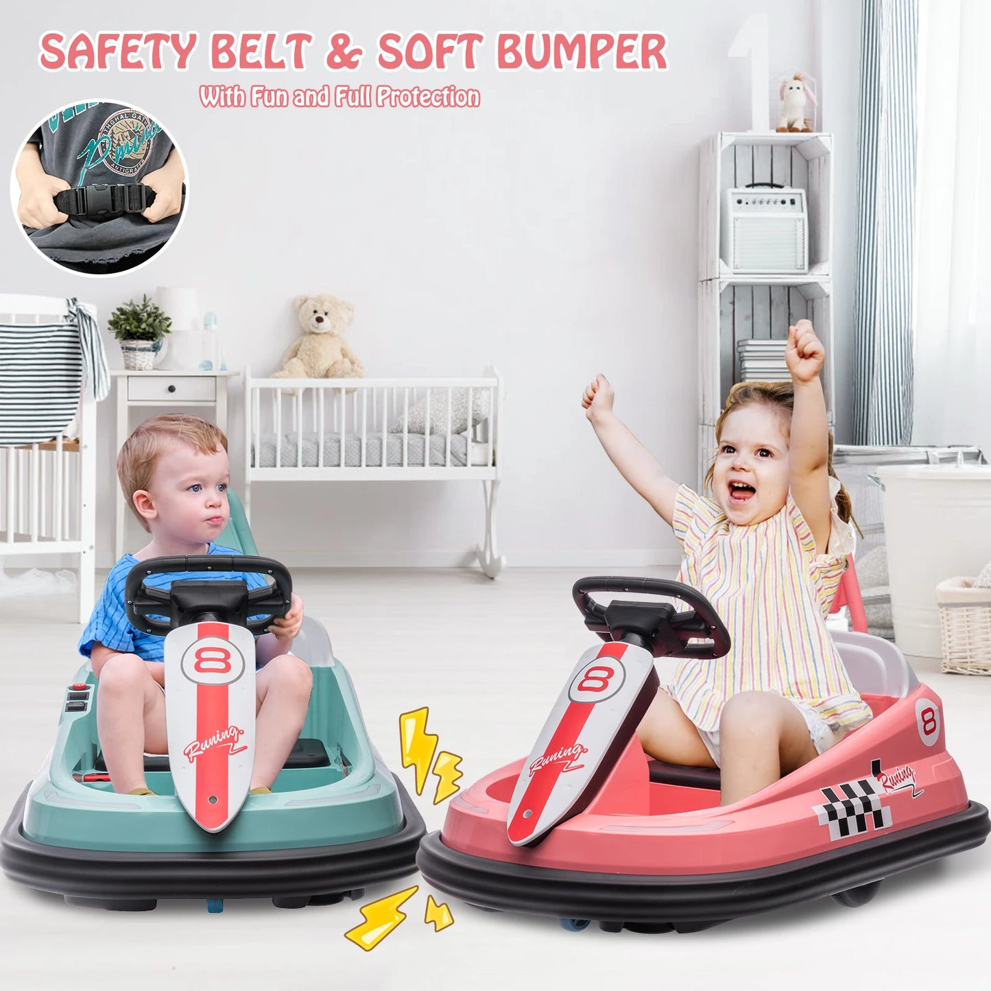 6V Kids Ride-On Bumper Car with 360° Spin & Lights | Kids Rider