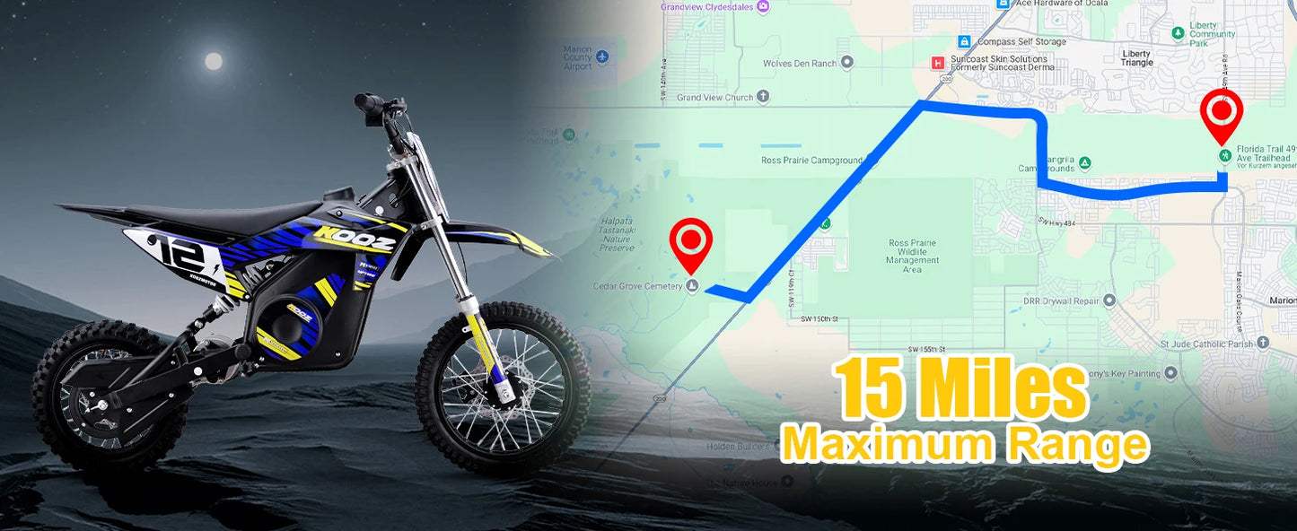 KOOZ 36V 1000W Electric Dirt Bike for Kids| 18 MPH | Kids Rider