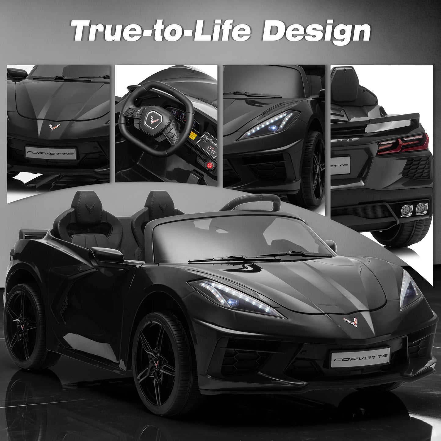 Licensed Corvette 24V 4WD 2-Seater Ride-On Car | 4x200W Powerful Motors