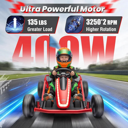 24V 360° Drift Go Kart Ride-On for Kids | 400W Dual Motor | Kids Rider