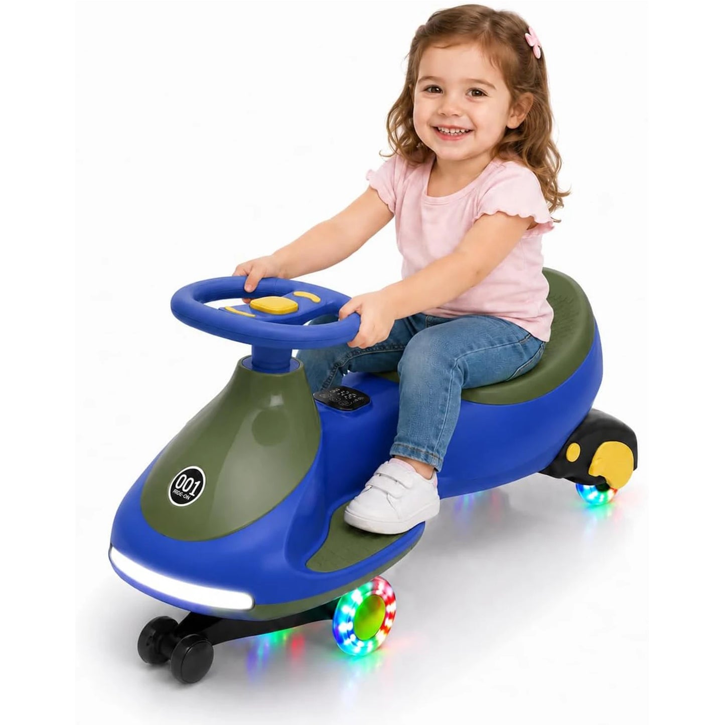 12V 2-in-1 Electric Wiggle Car for Ages 2–6 | Flashing Wheels | 2 In 1 Ride On Swing Car With Pedal For Toddlers