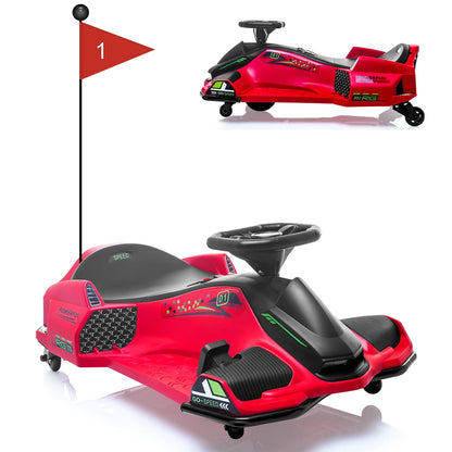 24V Kids Ride on Drift Car | Electric Drifting Go-Kart Up to 7.5 MPH(Age: 4-12Y)