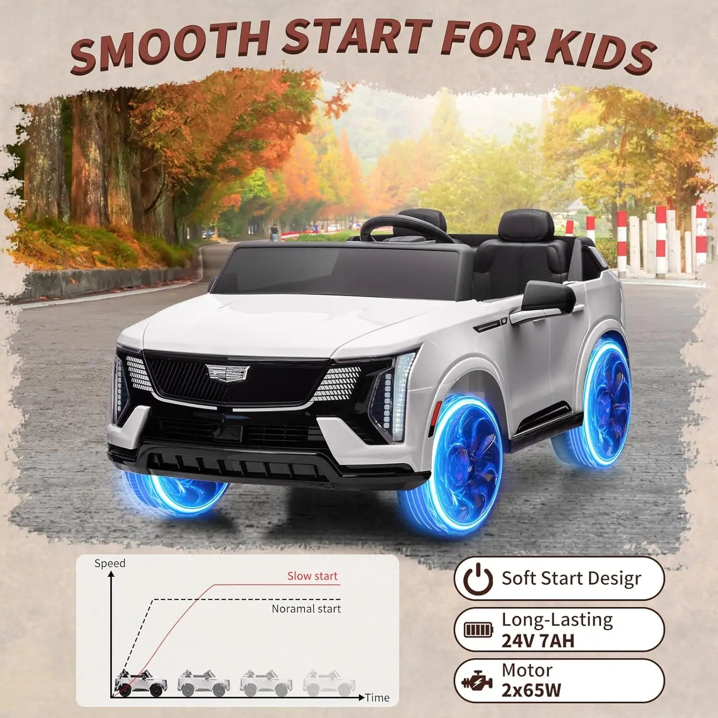 Rovelo 24V 2-Seater Kids Ride-On Car w/ Remote & LED