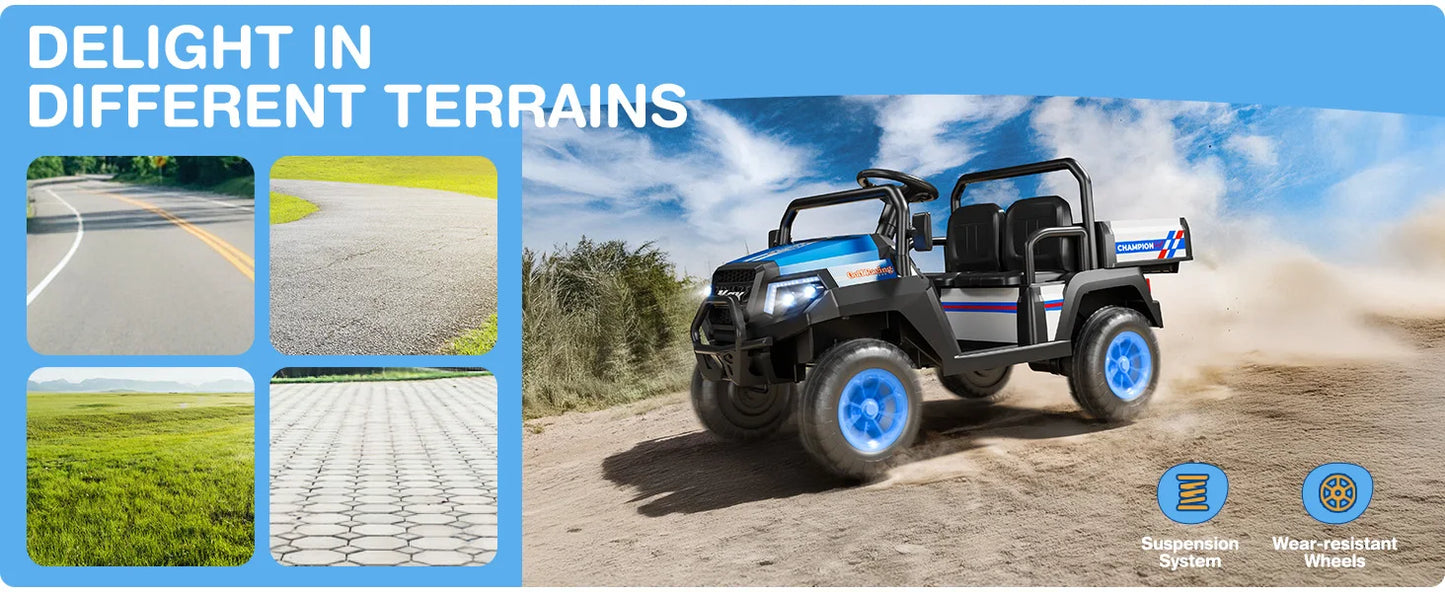 24V 4-Wheel Drive 2-Seater Kids UTV with Remote(Robust Metal Body) | Kids Rider (Age- 3 to 10 Years Kids)