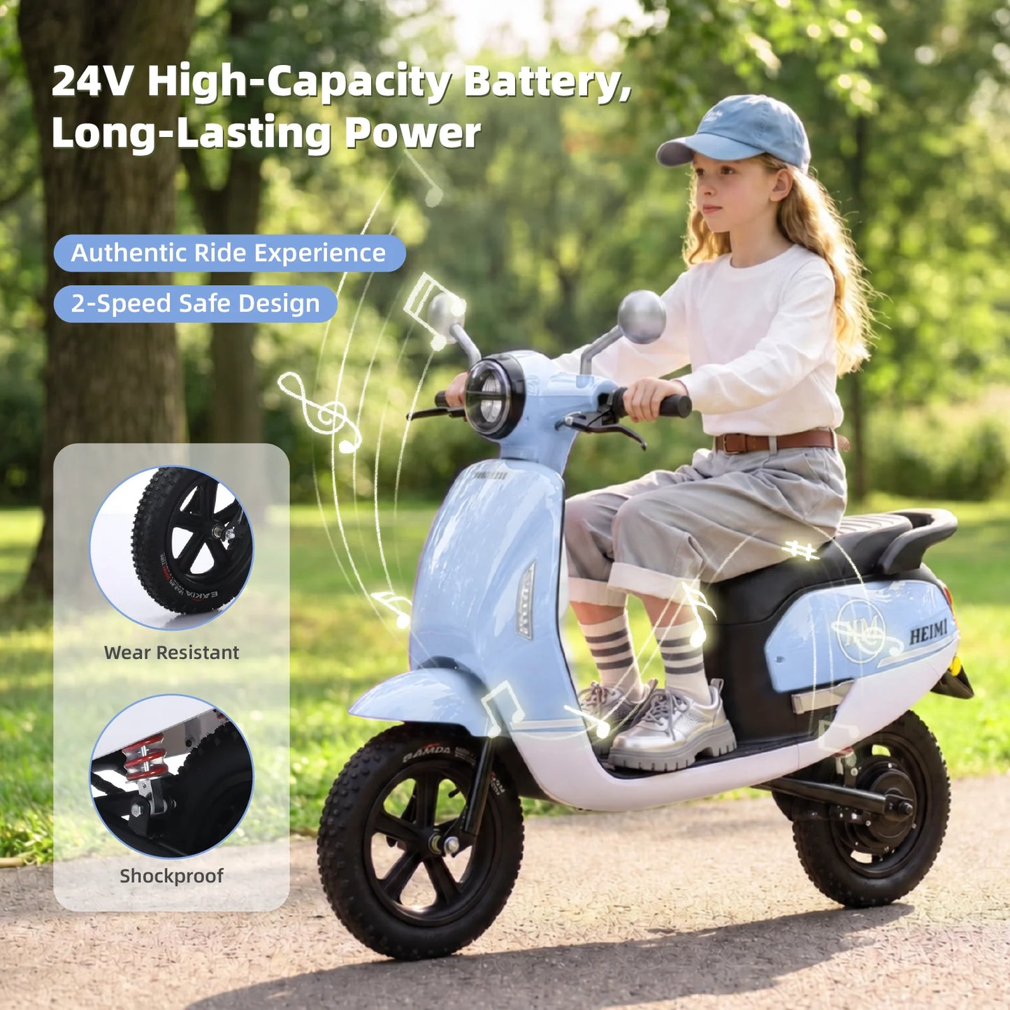 24V Kids Electric Scooter for Ages 6+ | 10 MPH Ride-On Bike | Kids Rider
