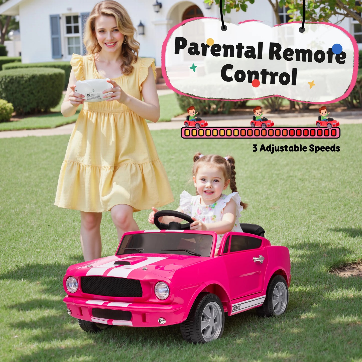 [Official Licensed] - 12V Shelby GT350 Kids Electric Car - 2WD W/ Parent Remote Control & Safety Belt - All-Terrain Ride-On