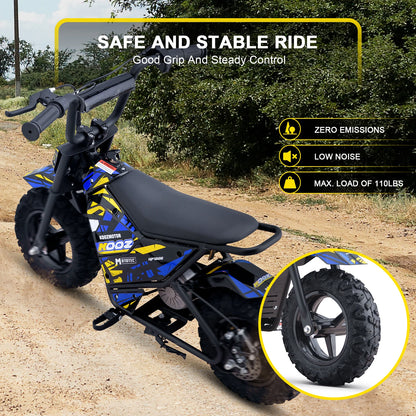 KOOZ HP120E 24V 250W Kids Electric Dirt Bike | Max Speed - 10 MPH & 7.5 Miles Range(Age: 5+)