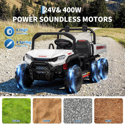 24V 4WD Kids Dump Truck Ride-On | 2-Seater with Remote | Kids Rider(Age: 3-12 Years)