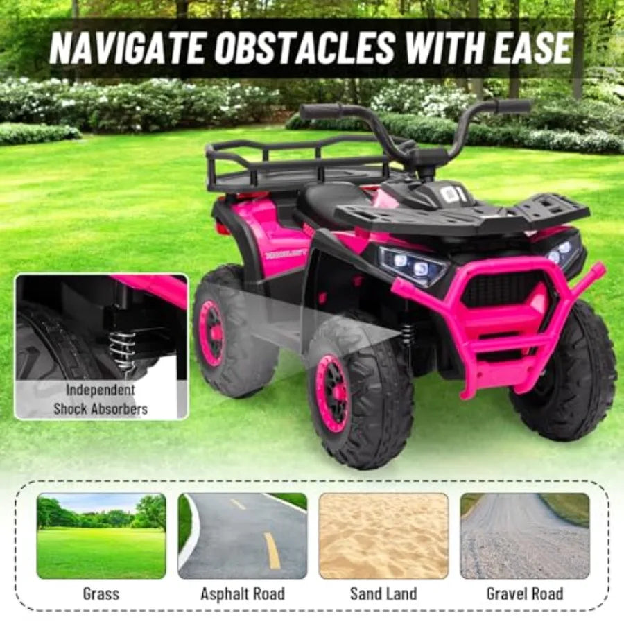 24V 4x4 Ride-On ATV Quad for Kids w/ Kneepads | 5Mph Max Speed & Big Tires