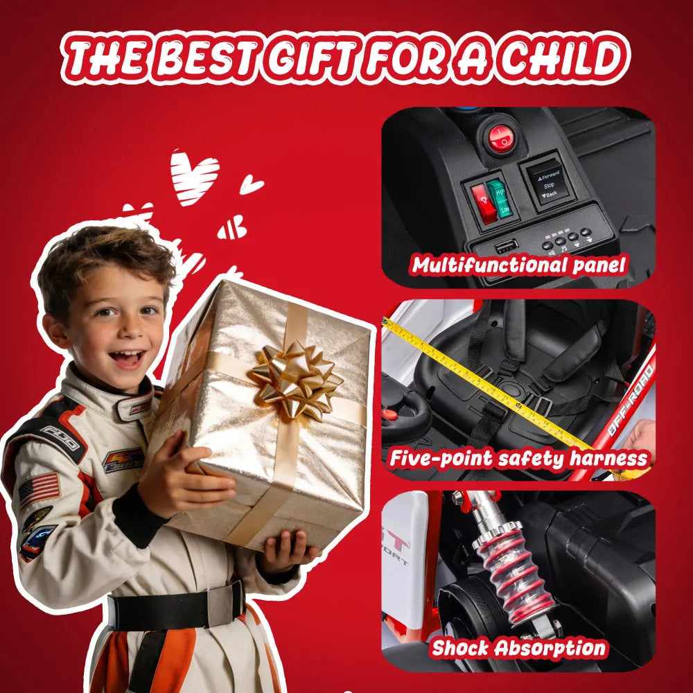 24V Crazy Drift Go Kart | 400W Powerful Ride-On | 5–7.5 MPH W/Protective Roll Cage & EVA Front Tires( Age: 5-14Y)