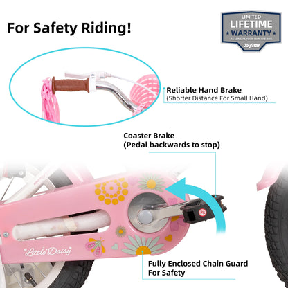JOYSTAR Little Daisy Kids Bike for Girls & Boys | Doll Seat & Streamers | Ages 2–7 | Kids Rider