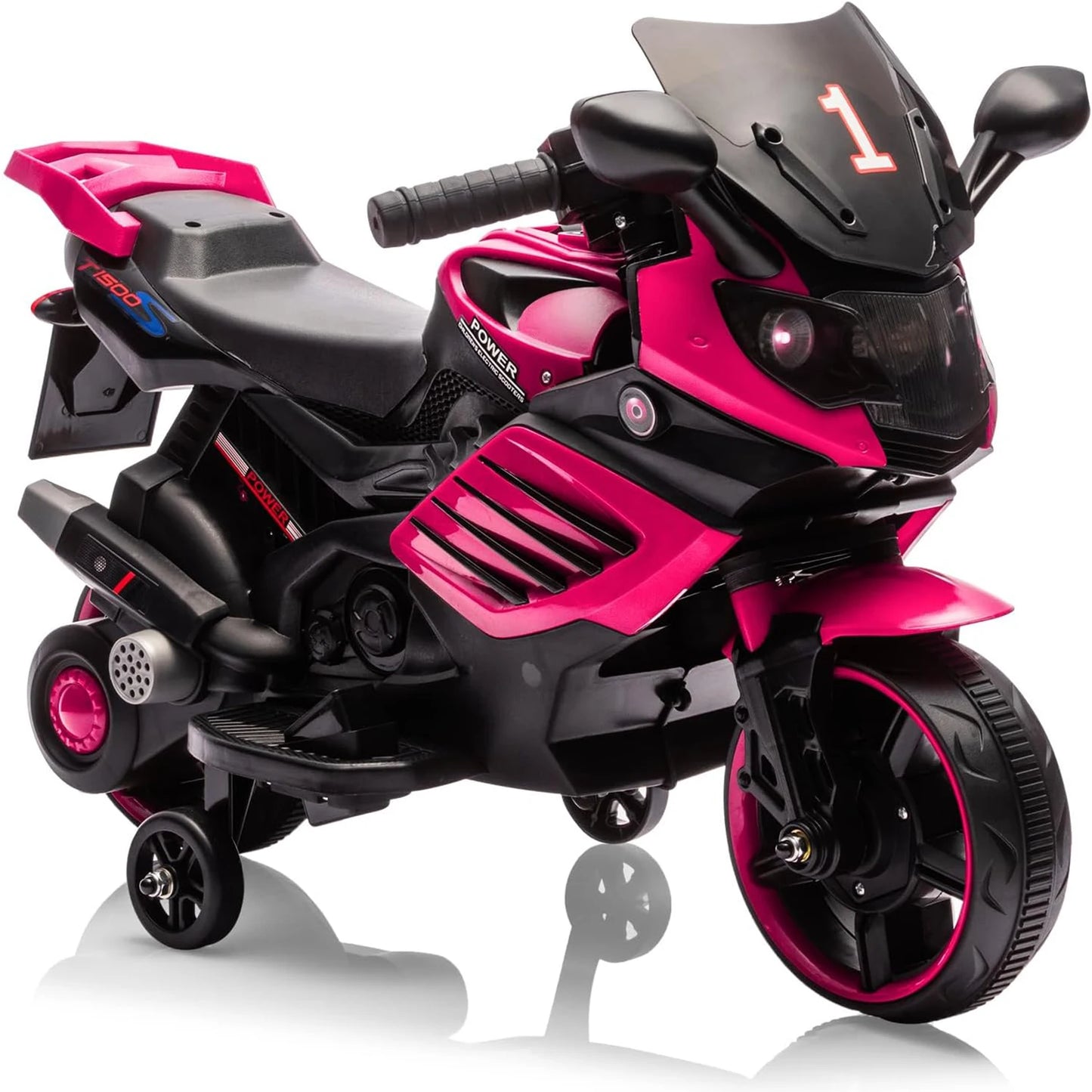 6V Ride-On Motorcycle for Toddlers w/ Training Wheels & Lights(3-6Y)