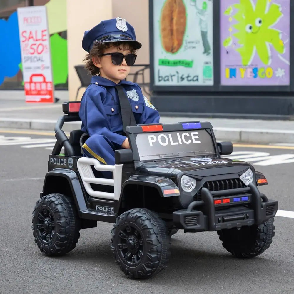 12V Kids Police Ride-On Jeep with Remote Control | Kids Rider