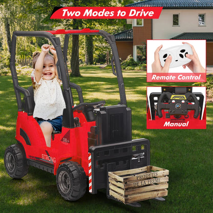 12V Kids Ride-On Forklift w/ Remote, Liftable Fork & Pallet | Kids Rider