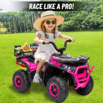 24V 4x4 Ride-On ATV Quad for Kids w/ Kneepads | 5Mph Max Speed & Big Tires