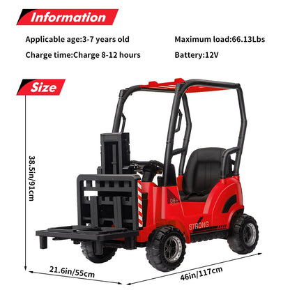 12V Kids Ride-On Forklift w/ Remote, Liftable Fork & Pallet | Kids Rider