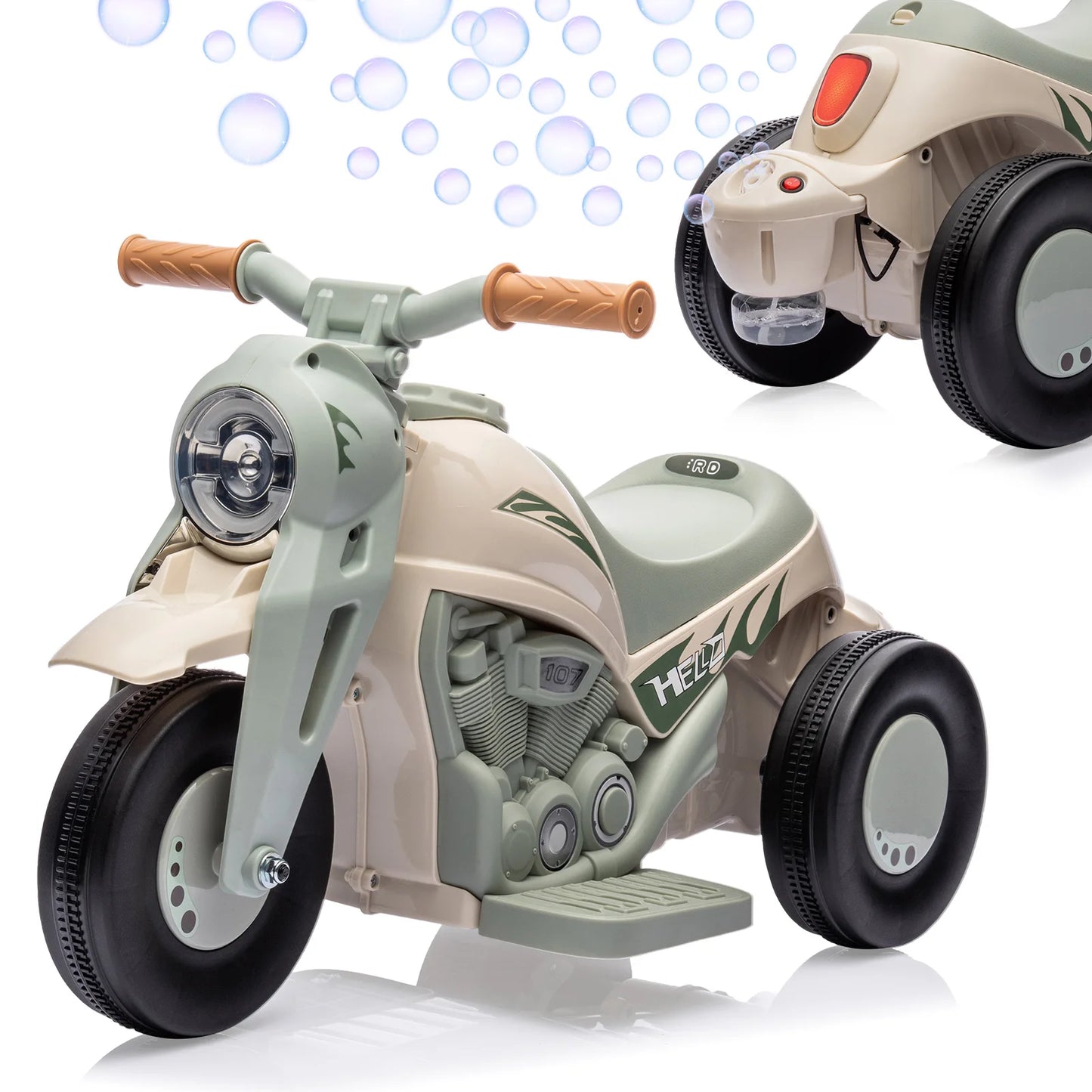 6V Kids Ride-On Bubble Motorcycle with Lights & Music | Best Gift for Toddlers 2+