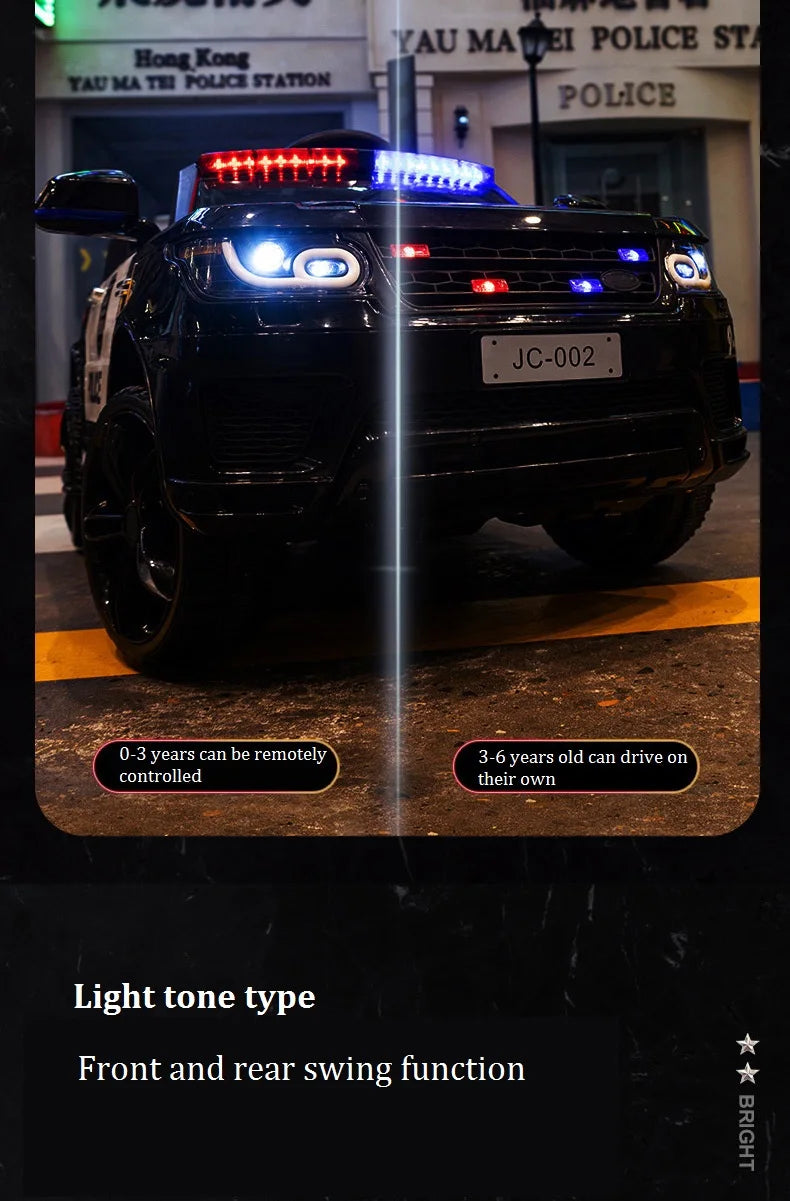 YOGOHALO 12V Big 4WD Kids Police Ride-On Car w/ Remote & Music | 1-Seater