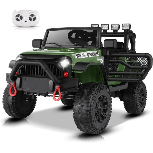 24V Military Jeep Electric Ride On Jeep For Kids - Olive Green | 4X4 400W Battery Powered  with Parent Control