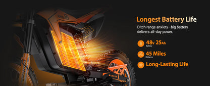 48V HillMiles MilePop Electric Dirt Bike for Teens Adults with Dual Suspension, Hydraulic Brakes, Off-Road Tires