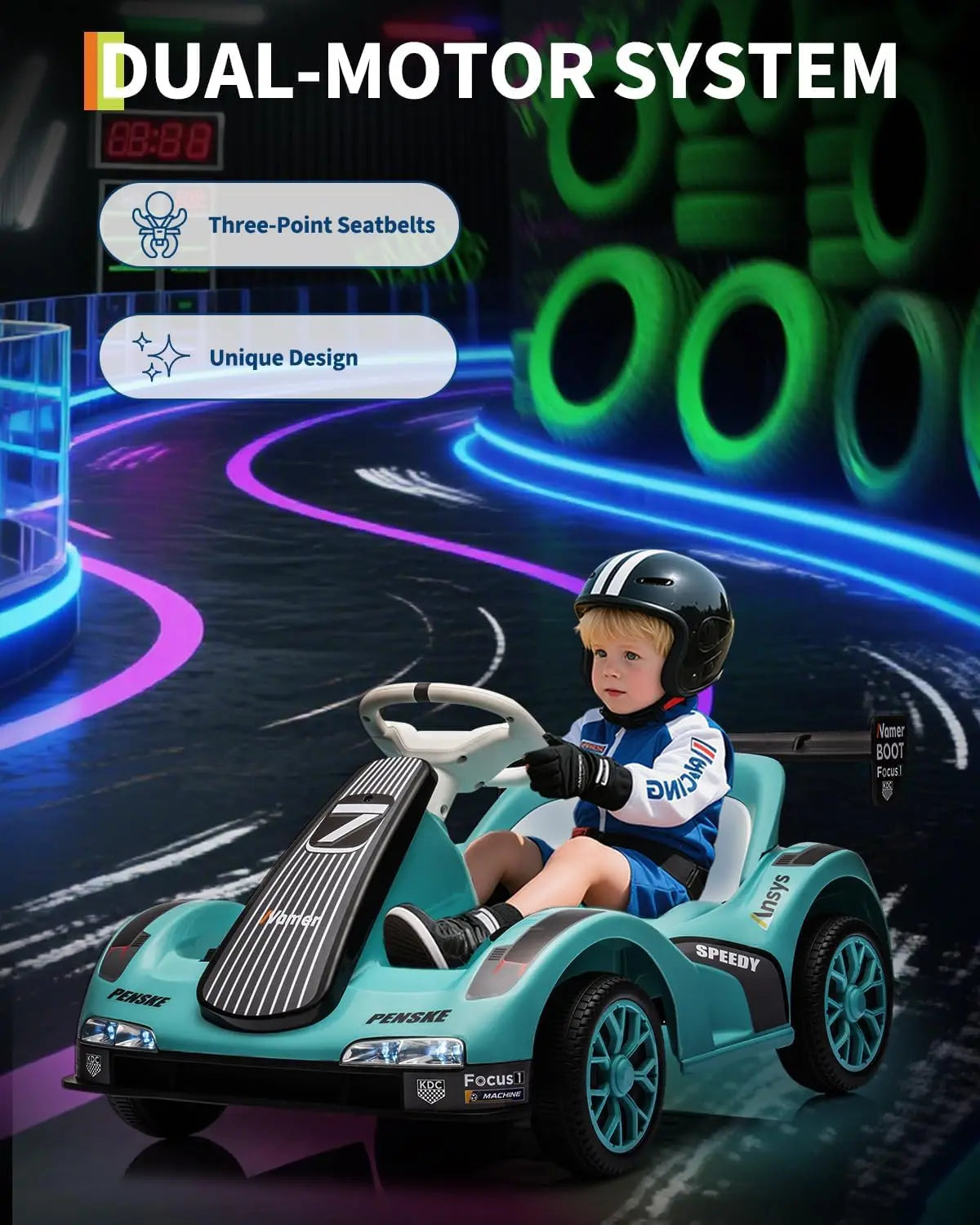 6V Kids Electric Drift Kart with Remote & LED Lights | Kids Rider(Age : 3-6)