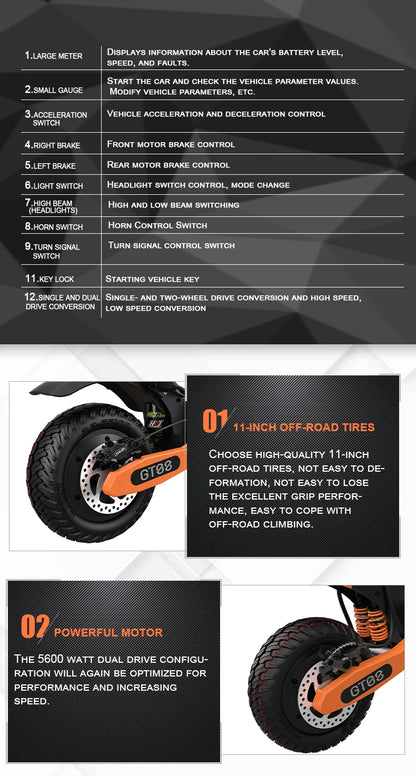 ARWIBON 5600W Electric Scooter | 46 MPH Dual Motor E-Scooter | Kids Rider