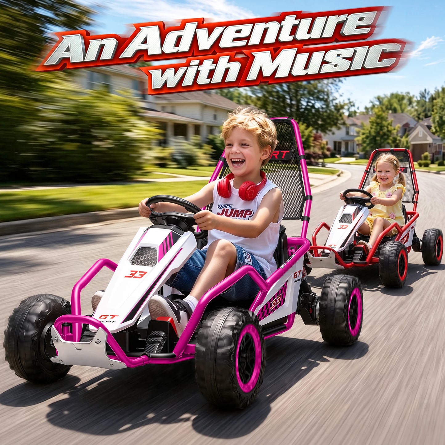 24V 400W Kids Electric Racing Go Kart Off-Road Ride On Car with Shock Absorber