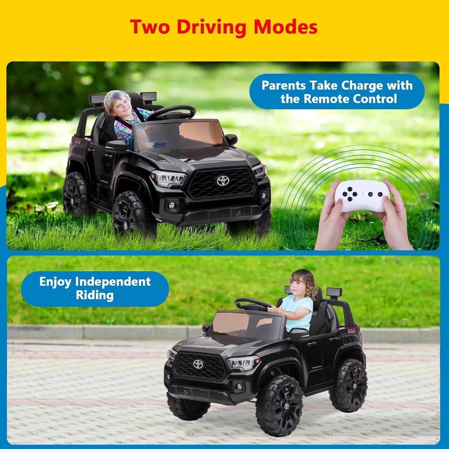 12V Toyota Kids Ride-On Truck w/ Remote, LED & 3 Speeds