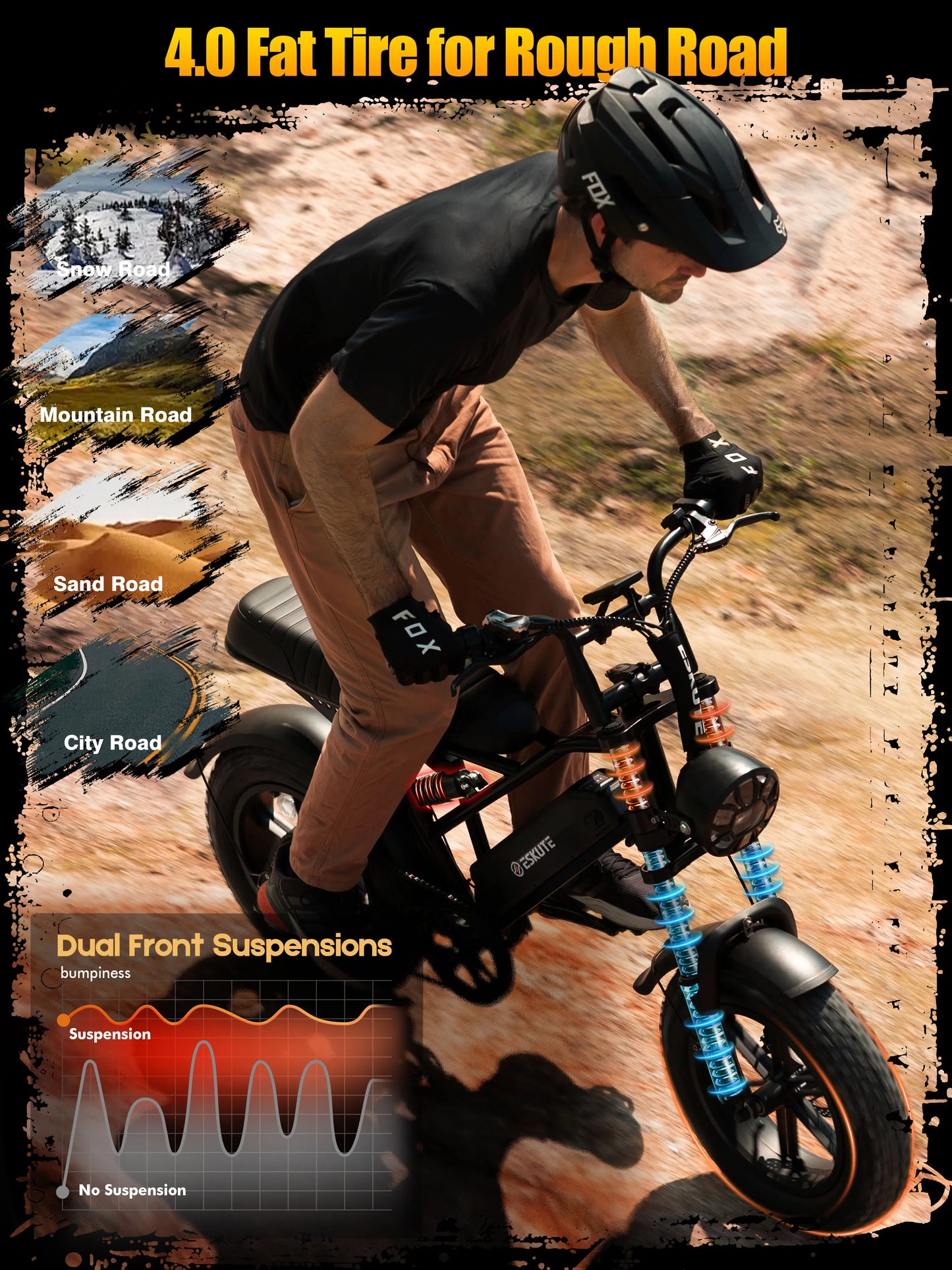 ESKUTE V100 Electric Dirt Bike | 1500W Peak | 48V 13Ah | 28 MPH| 60-Mile Range | Kids Rider