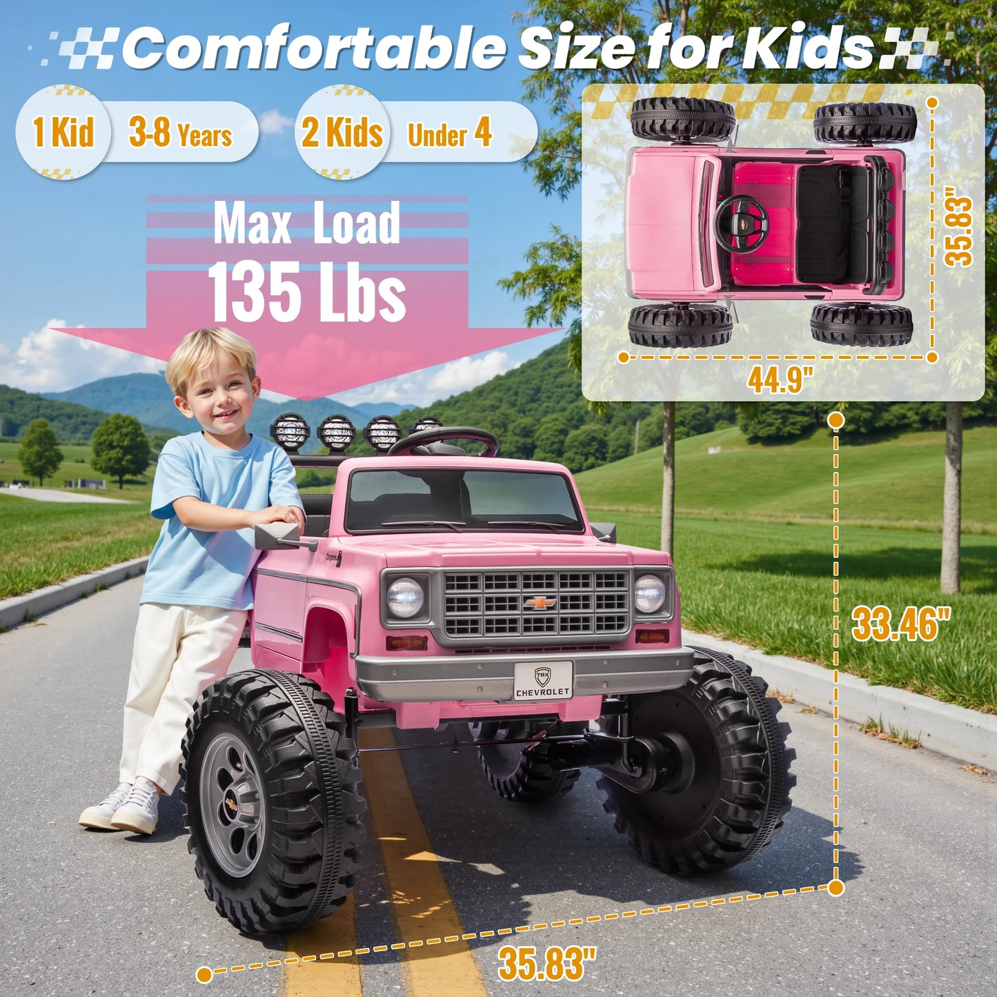 24V Chevrolet Cheyenne Kids Ride-On Truck w/ Parent Remote | 2X200W Powerful Motor