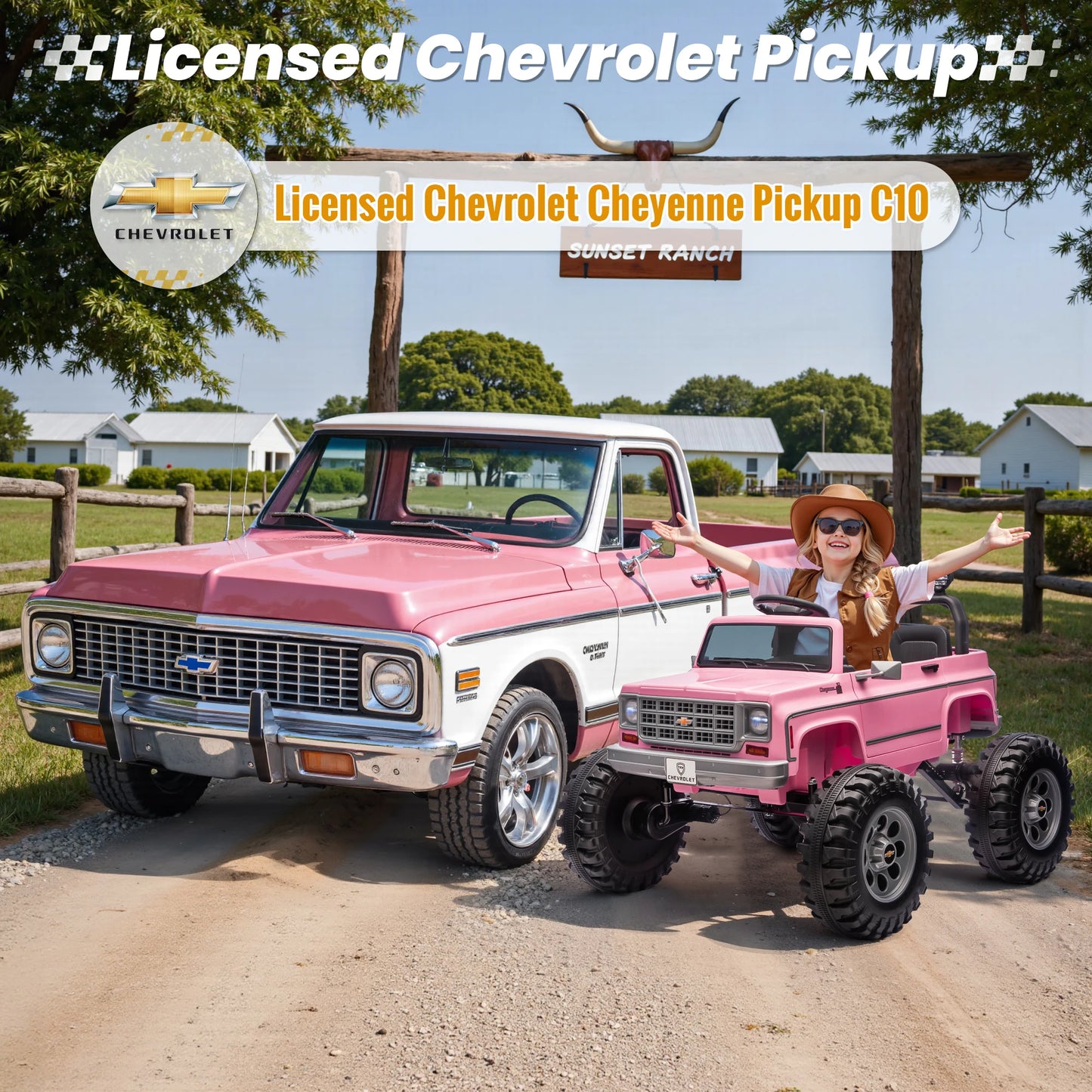 24V Chevrolet Cheyenne Kids Ride-On Truck w/ Parent Remote | 2X200W Powerful Motor