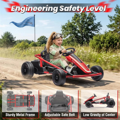 24V 360° Drift Go Kart Ride-On for Kids | 400W Dual Motor | Kids Rider