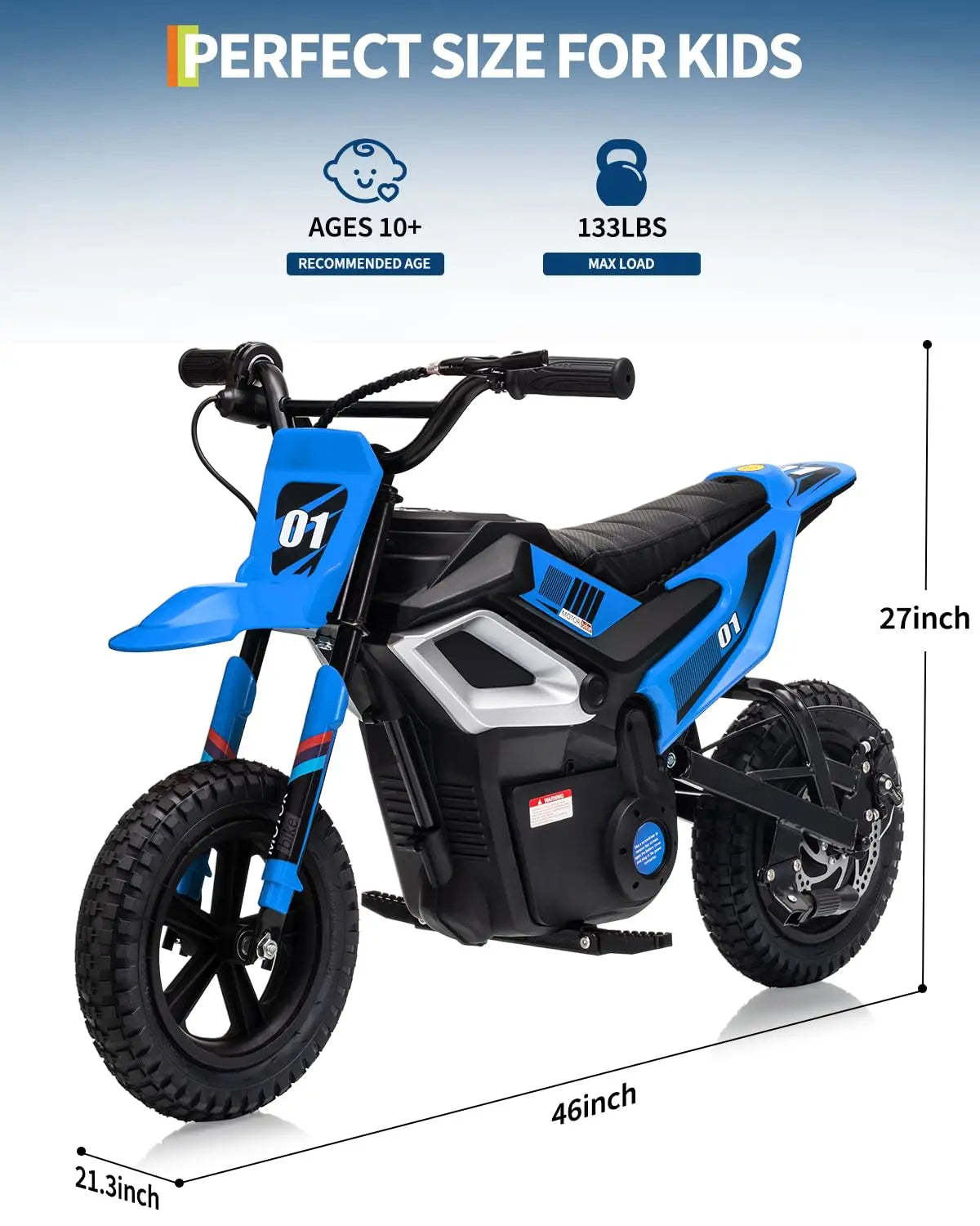 24V 350W Kids Electric Dirt Bike for Ages 6–14 | 14 MPH | Kids Rider