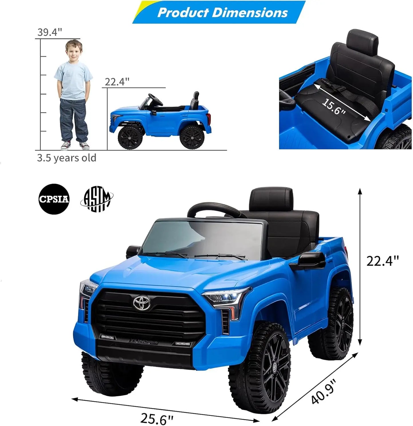 12V Licensed Toyota Tundra Kids Ride-On Pickup Truck w/ Remote Control (Age: 3 to 10Yrs)