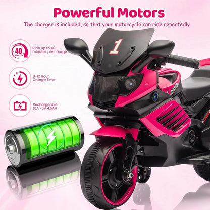 6V Ride-On Motorcycle for Kids & Toddlers | Training Wheels & Music | Kids Rider